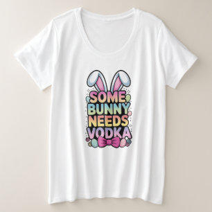 Een konijn heeft wodka nodig Pasen Grappig Volwass Grote Maat T-shirt
