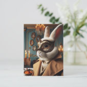 Een konijn in een masker briefkaart (Staand voorkant)