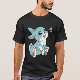 Een konijn met diskettestoren in waterverf met een t-shirt