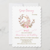 Een konijn verandert een roze meisje kaart (Voorkant)