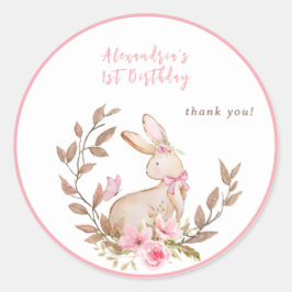 Een konijn verandert een roze meisje ronde sticker