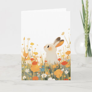 Een Konijn Wild Bloemenveld Kaart