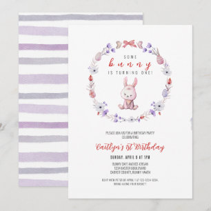 Een konijntje wordt een, lente 1e verjaardag kaart