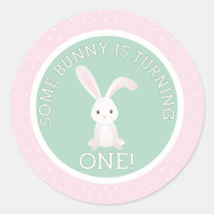 Een konijntje wordt één! ronde sticker