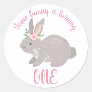 Een konijntje wordt één! ronde sticker