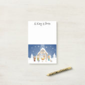 Een koning is geboren kerstfeest. post-it® notes (Op bureau)