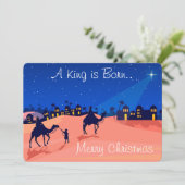 Een koning is geboren kerstkaart (Staand voorkant)