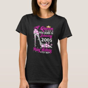 Een koningin werd geboren in januari 2005 18e verj t-shirt