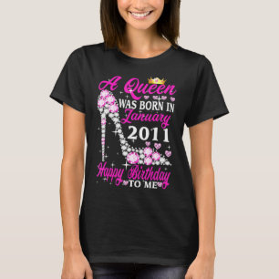 Een koningin werd geboren in januari 2011 12e verj t-shirt