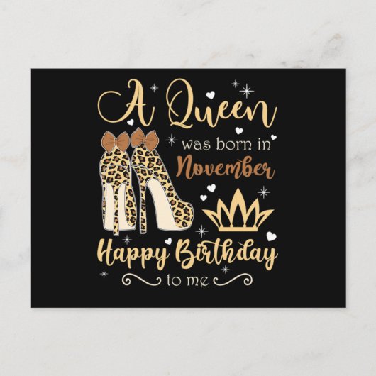 Een koningin werd in november jarig Gefeliciteerd Uitnodiging Briefkaart (Voorkant)