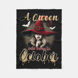 Een koningin werd in oktober geboren Heks Grappige Fleece Deken