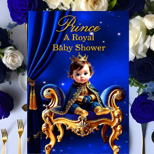 Een Koninklijke Prins Baby Shower Blauwe Gouden St Kaart