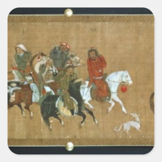 Een konvooi van Mongolen, Chinees, 14e eeuw Vierkante Sticker (Voorkant)