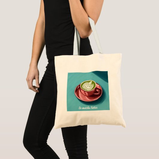 Een kopje matcha latte Schattigee Custom Canvas ta Tote Bag (Voorkant (product))