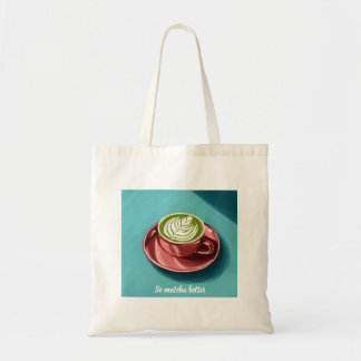 Een kopje matcha latte Schattigee Custom Canvas ta Tote Bag