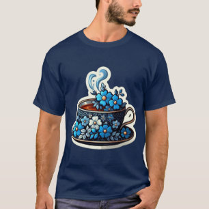 Een kopje met decoratieve blauwe flow gevuld met t t-shirt
