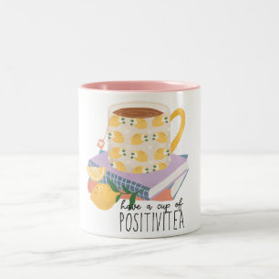 Een kopje positieve quote tweekleurige koffiemok