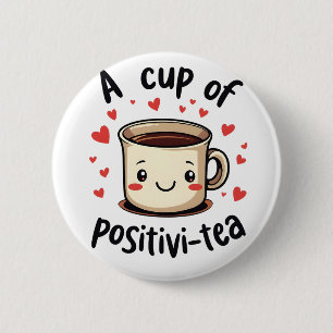 Een kopje Positivi-Tea Grappige Schattigee Theelie Ronde Button 5,7 Cm