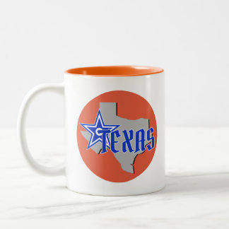 Een kopje voor uw favoriete drankje Texas stijl. Tweekleurige Koffiemok