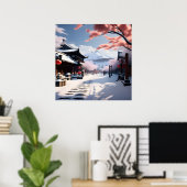 Een Koreaanse Sneeuwstraat Poster (Thuiskantoor)