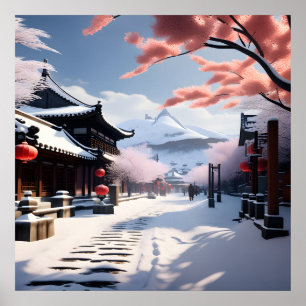 Een Koreaanse Sneeuwstraat Poster