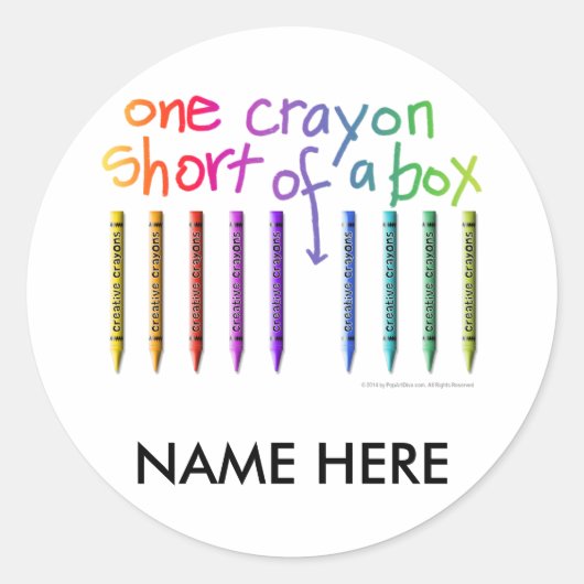 ÉÉN KORTE KORTE VAN EEN DOOS RONDE STICKER (Voorkant)