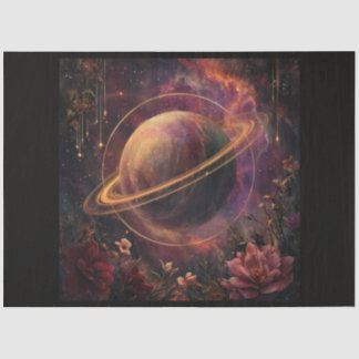 Een kosmische planeet en kristallen serie ontwerp tissuepapier