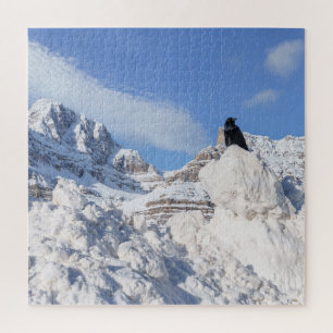 Een kraai bij Crowfoot Mountain Alberta Canada Legpuzzel