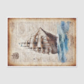 Een krantenpapier met een zeilschip. tissuepapier (Voorkant)