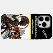 Een krijgerkoningin met een majestueuze tijger bij Case-Mate iPhone case (Achterkant (horizontaal))