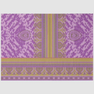 Een kruissteekpatroon met een paarse en gele B Tissuepapier