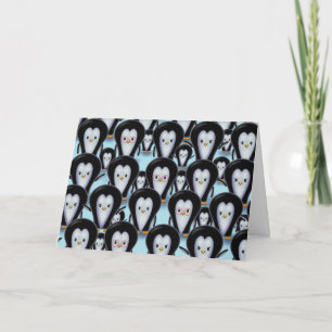 Een kudde pinguïns kerstkaart feestdagen kaart