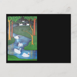 Een kudde Zeven Zwans-A-Zwemmen Briefkaart