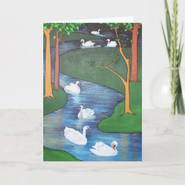Een kudde Zeven Zwans-A-Zwemmen Feestdagen Kaart