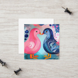 "Een kus in veren", een gelukkige Valentijnsdag Contactkaartje