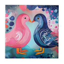 "Een kus in veren", een gelukkige Valentijnsdag Tegeltje