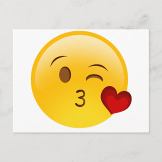 Een kus-oji-sticker aansteken briefkaart