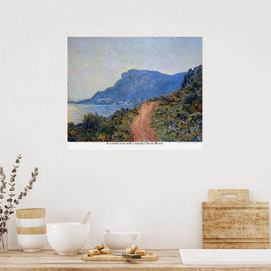 Een kustgebied met een baai van Claude Monet Poster (Keuken)