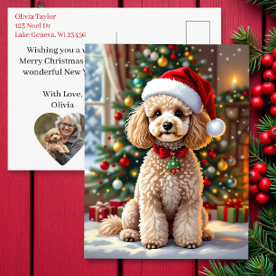 Een Kute Poodle Kerst Persoonlijk Feestdagenkaart