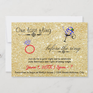 Eén laatste Fling / Gold - Bachelorette-uitnodigin Kaart