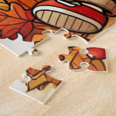 Een lachend kind met een eikel in de herfst legpuzzel (Zijkant)