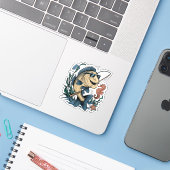 Een lachende vis sticker (Laptop met iPhone)
