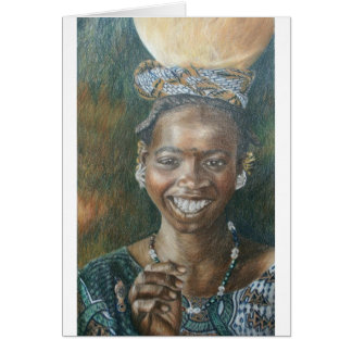 Een lachende vrouw met Calabash
