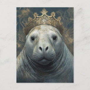 Een lamantijn met een kroon briefkaart