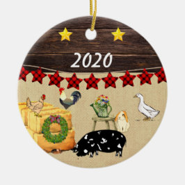 Een land met Kerstmis KuneKune Pig Keramisch Ornament