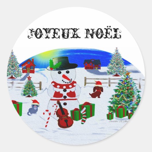 Een land met Kerstmis Ronde Sticker (Voorkant)