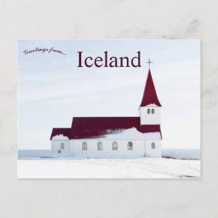 Een landelijke kerk in Vic, IJsland Briefkaart