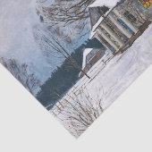 Een landhuis in Dusk in de winter Tissuepapier (Detail)