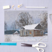 Een landhuis in Dusk in de winter Tissuepapier (Craft)