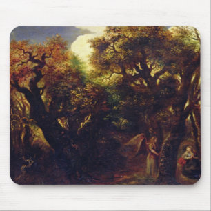 Een landschap met een omtrek met Hagar en de Angel Muismat